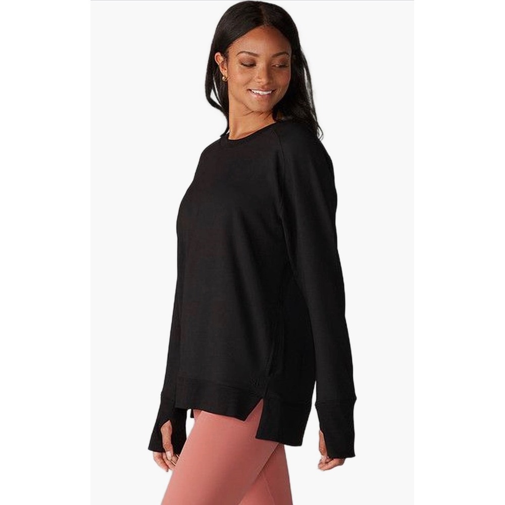 Tavi Cozy Sweatshirt Women S Black Modal Thumbholes Minimalist Athleisure